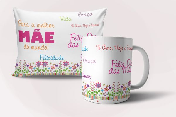 Kit Dia das Maes Caneca e Almofada 20x28